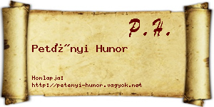 Petényi Hunor névjegykártya